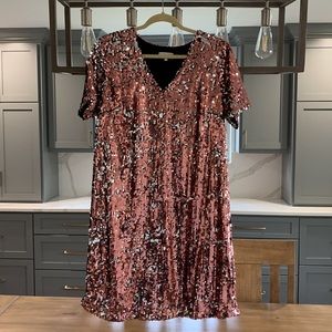 Universal Standard for J. Crew • Sequin V-Neck T-Shirt Dress